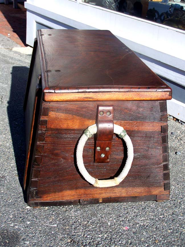 An early 19th century Dovetailed Sailor's Chest with Wonderful Ropework Beckets — image 6